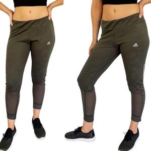 Adidas climacool army green camo print mesh workout runnning leggings size large